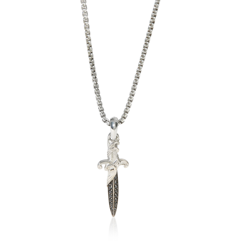 David Yurman Sterling Silver Diamond Waves Dagger Pendant